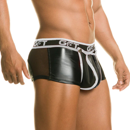 1 Fetiche White Trunk Zipper front view by Gigo Underwear