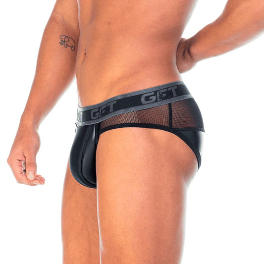 2 Fetiche Black Brief front view by Gigo Underwear