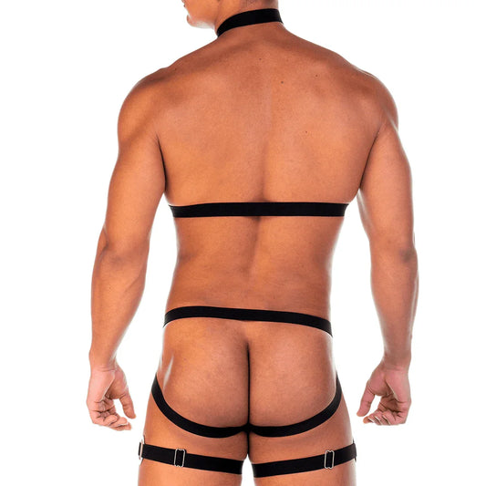 2 Fetiche Black Harness front view by Gigo Underwear