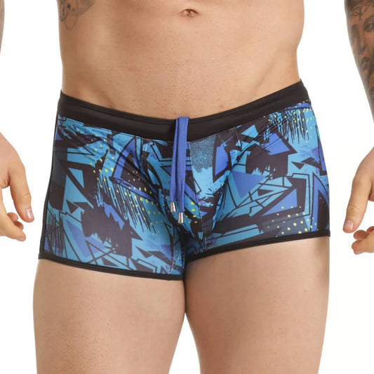 Abstract Swim Trunk front view by Gigo Underwear