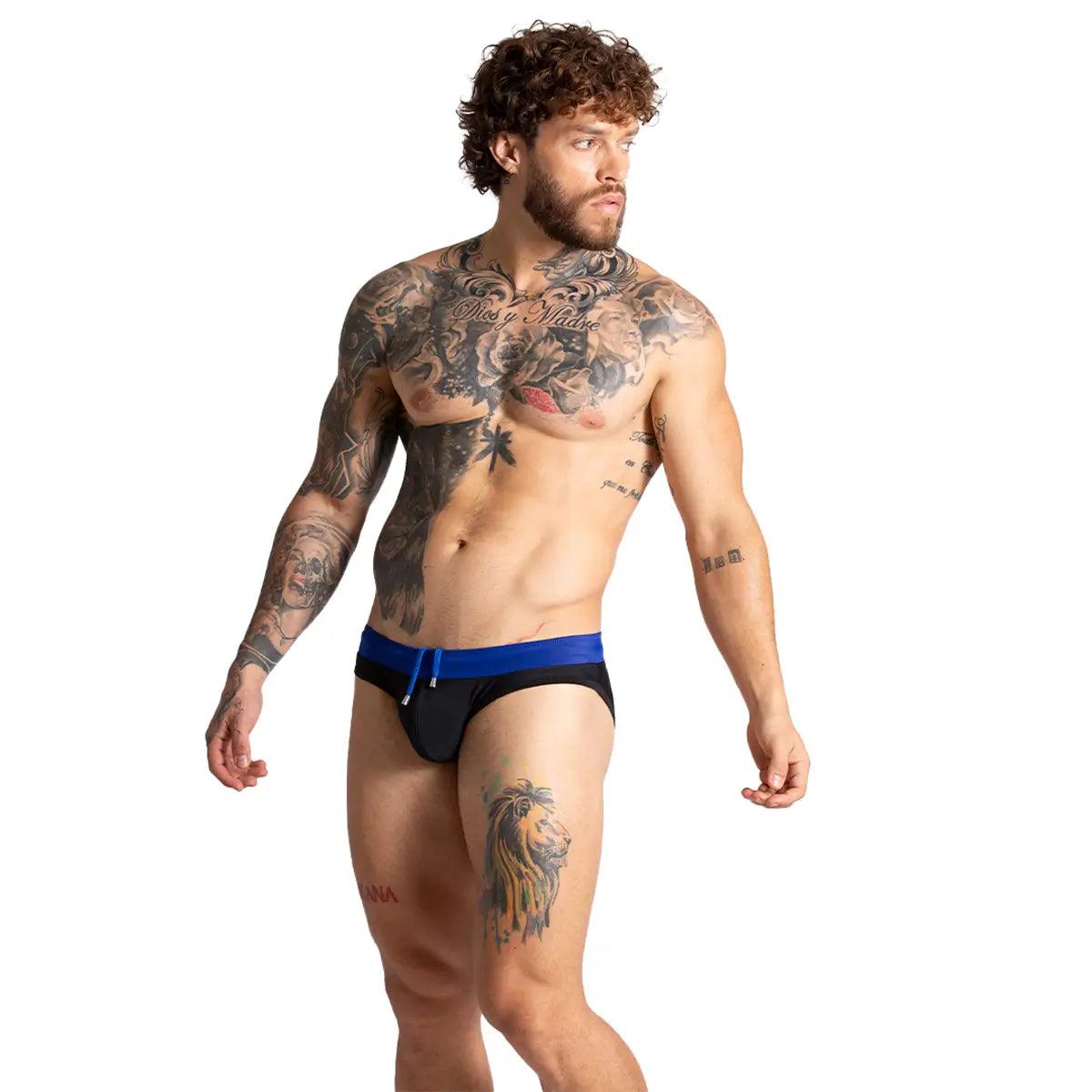 ALFA BLACK BLUE SWIM BRIEF - Gigo Underwear & MensWear