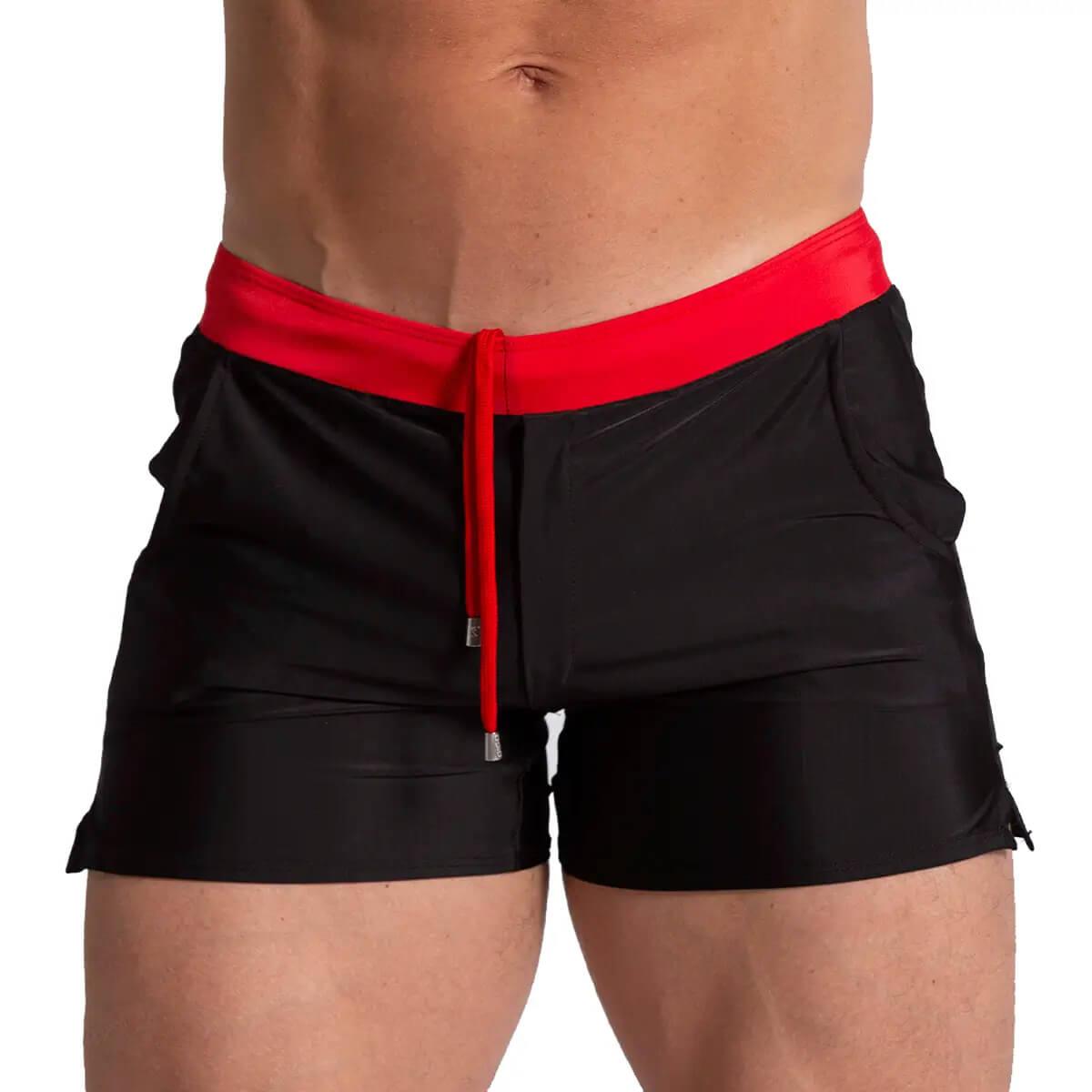 ALFA BLACK RED BEACHWEAR - Gigo Underwear & MensWear