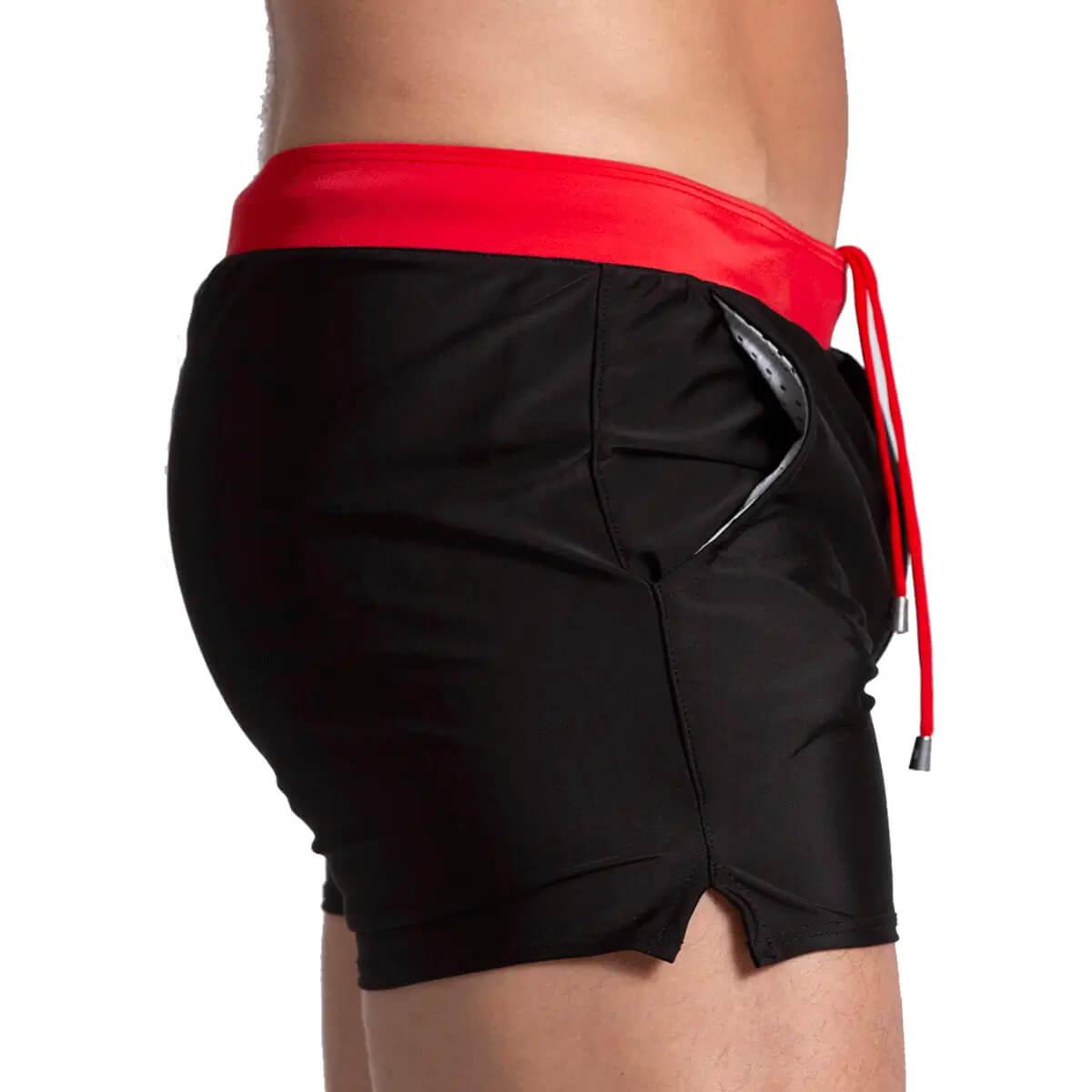 ALFA BLACK RED BEACHWEAR - Gigo Underwear & MensWear