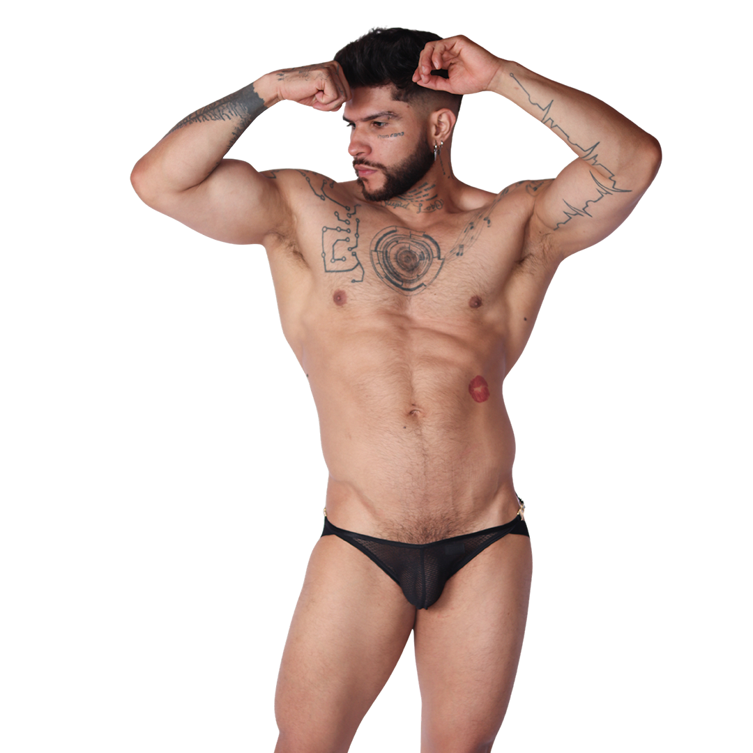 Anwar Black Jock Thong on model by Gigo Underwear