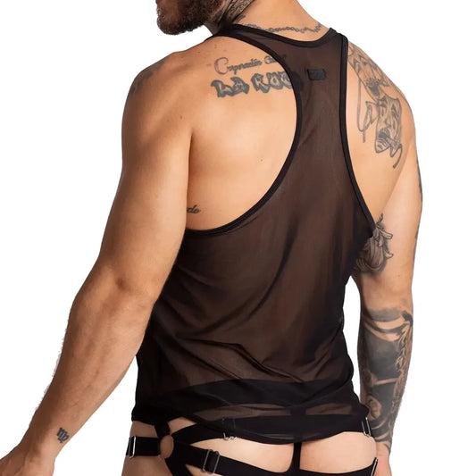 Bahia Black Tank front view by Gigo Underwear