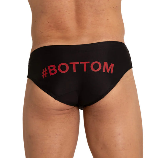 Bottom Black Swim Brief front view by Gigo Underwear