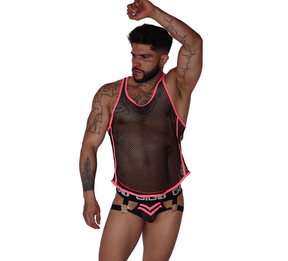 Boox Fuchsia Tank on model by Gigo Underwear