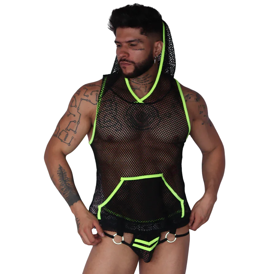 Boox Yellow Hoody T Shirt on model by Gigo Underwear