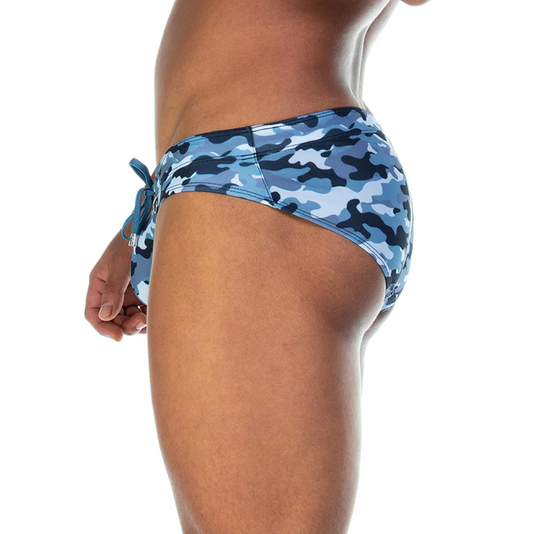Camo Black Swim Brief back view by Gigo Underwear