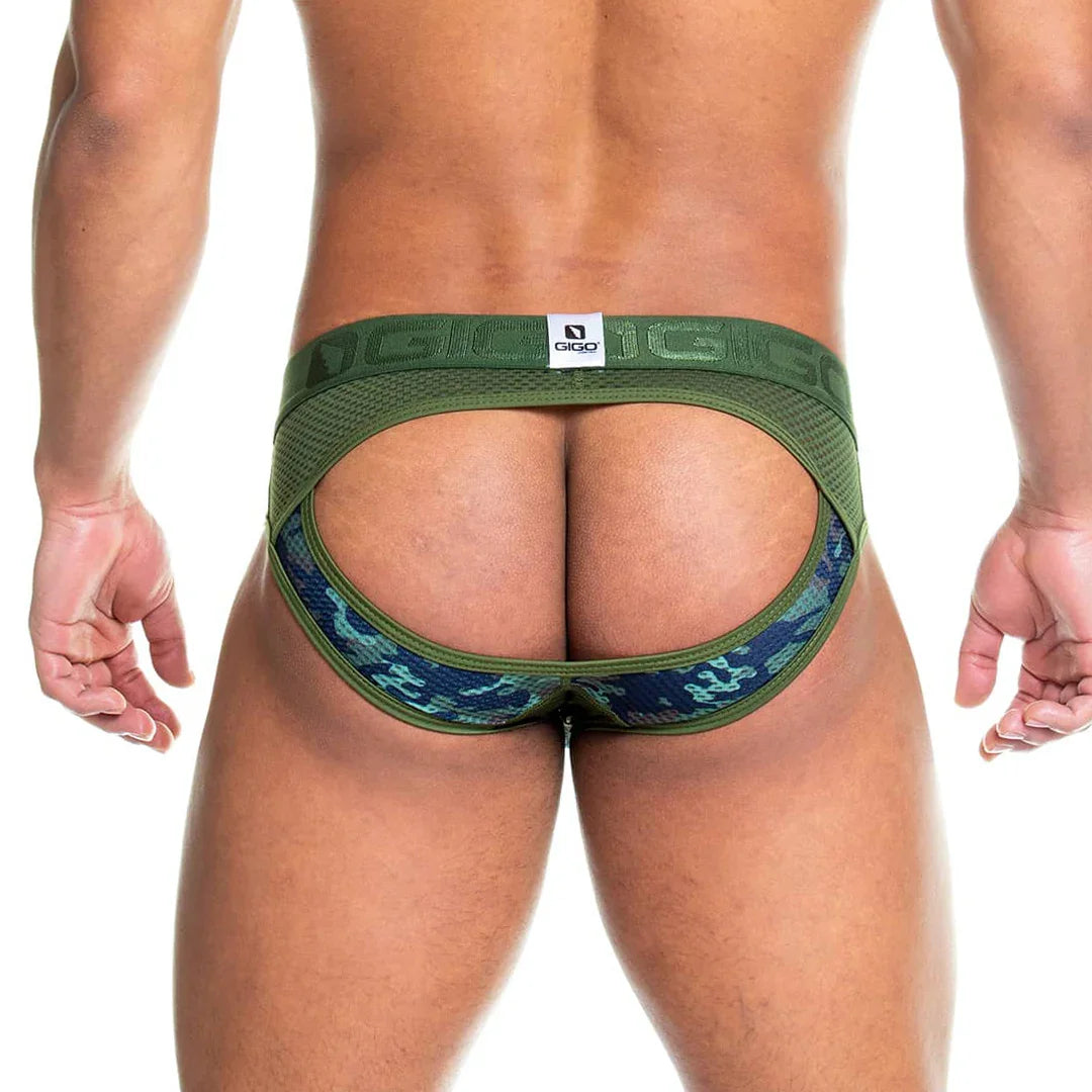 Camo Green Brief Jockstrap back view by Gigo Underwear