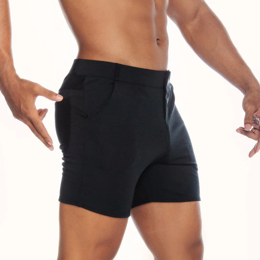 Cargo Black Short front view by Gigo Underwear