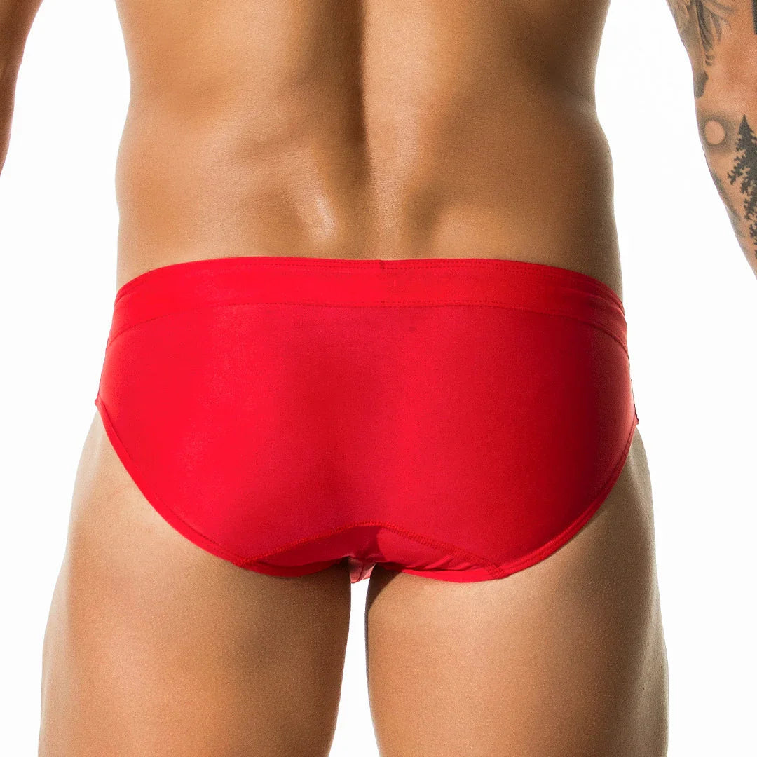 Classic Red Swim Brief front view by Gigo Underwear