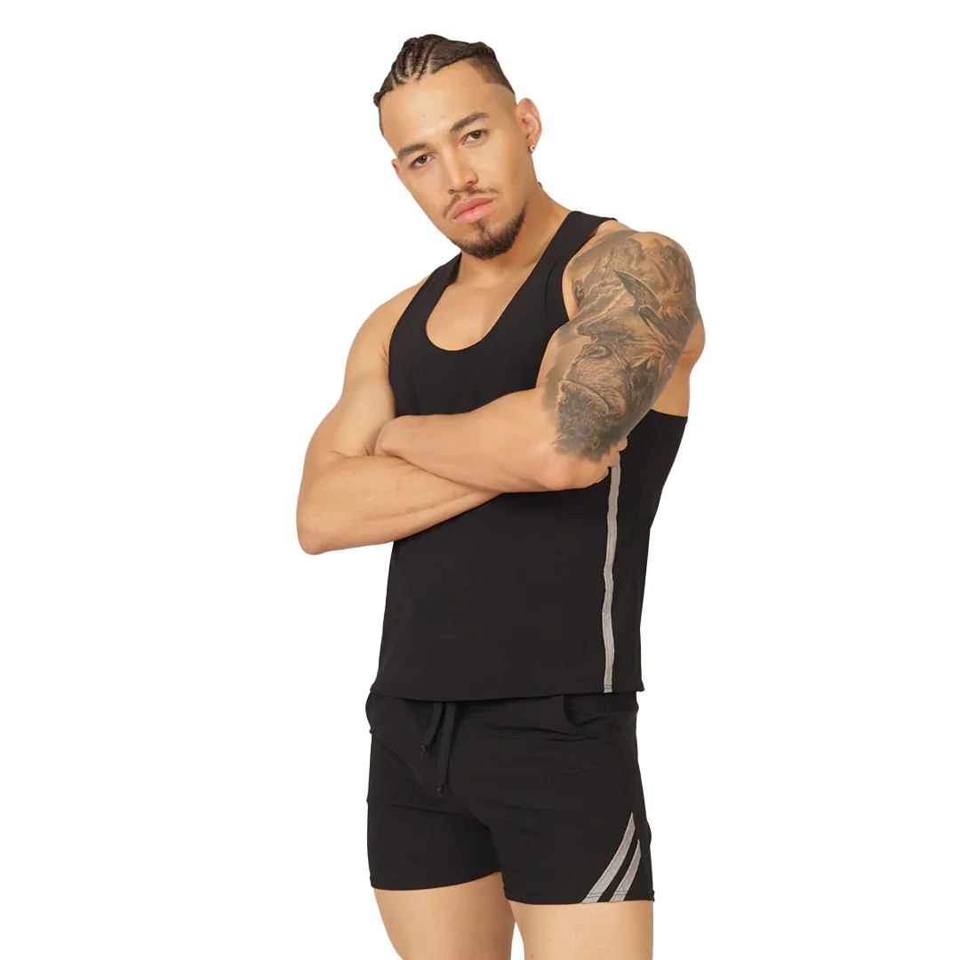 Club Black Tank back view by Gigo Underwear