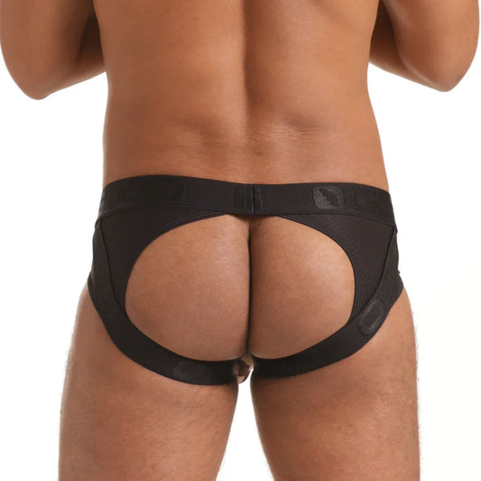 Combat Brown Brief Jockstrap front view by Gigo Underwear