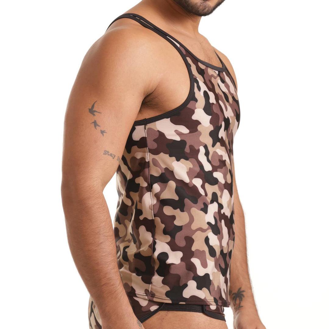 COMBAT BROWN TANK - Gigo Underwear & MensWear