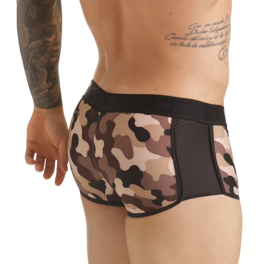 Combat Brown Trunk back view by Gigo Underwear