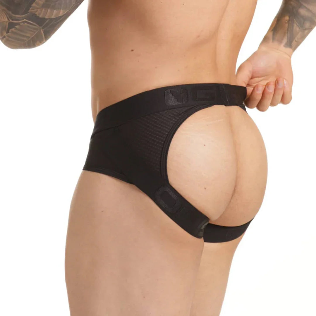 Combat Gray Brief Jockstrap back view by Gigo Underwear