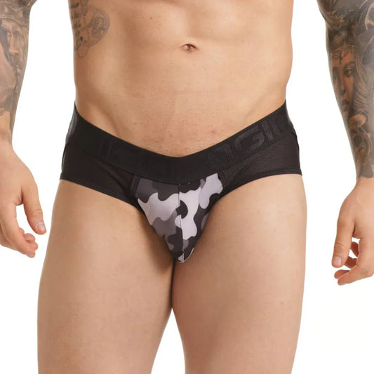 Combat Gray Brief Jockstrap front view by Gigo Underwear