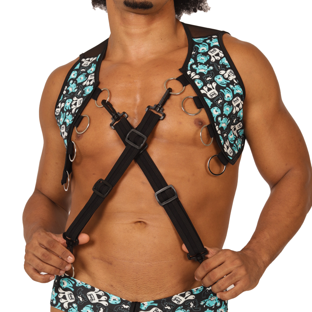 COMICS VEST HARNESS - Men's Fetish Harness with Bold Design