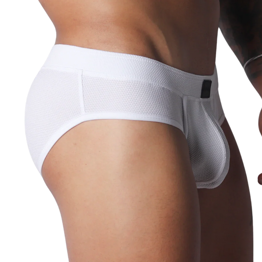 Cookie White Brief front view by Gigo Underwear
