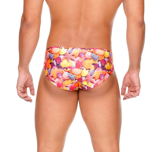 Corals Swim Brief front view by Gigo Underwear
