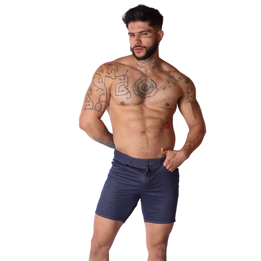 Denim Blue Shorts on model by Gigo Underwear