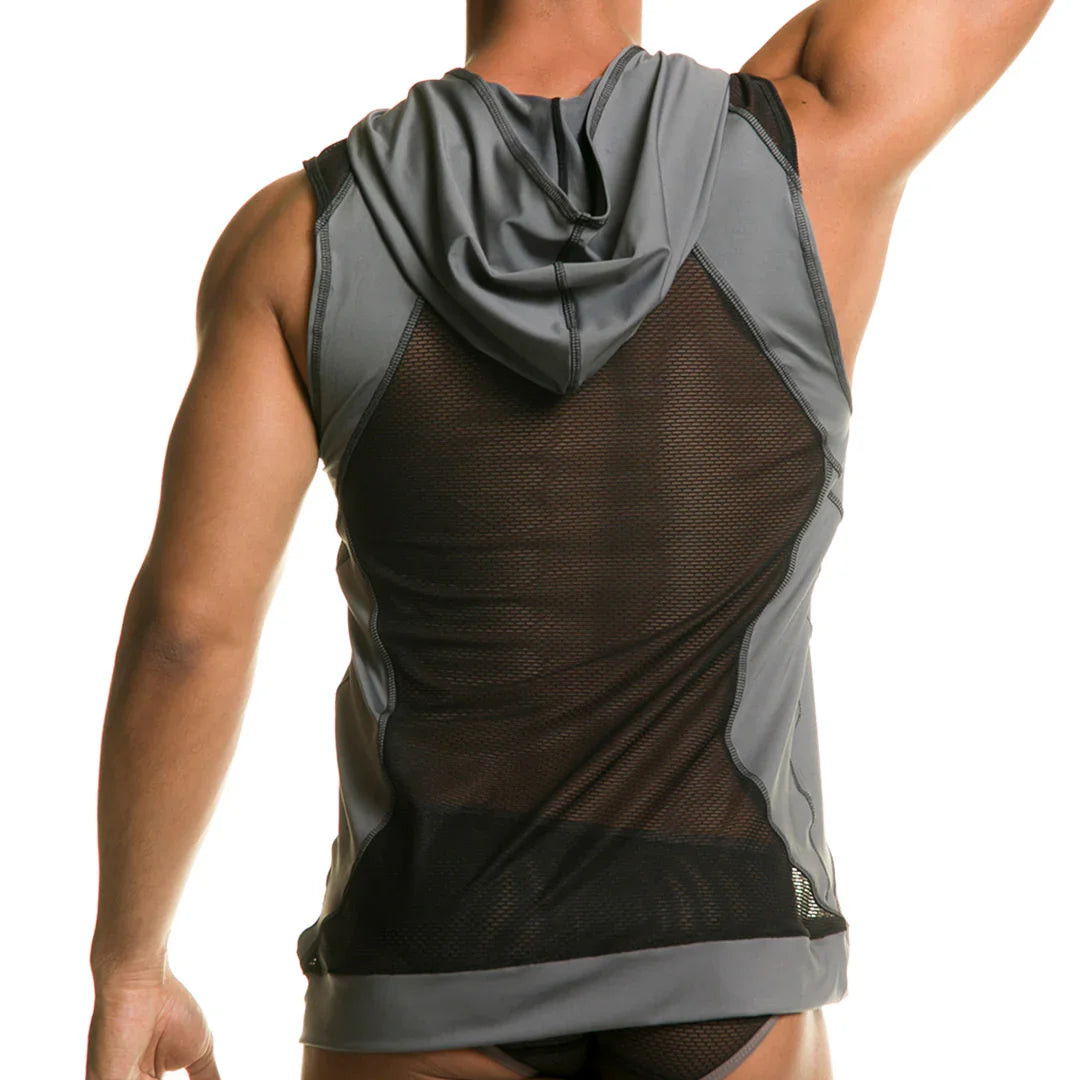 Destructive Gray Hoody Tshirt back view by Gigo Underwear