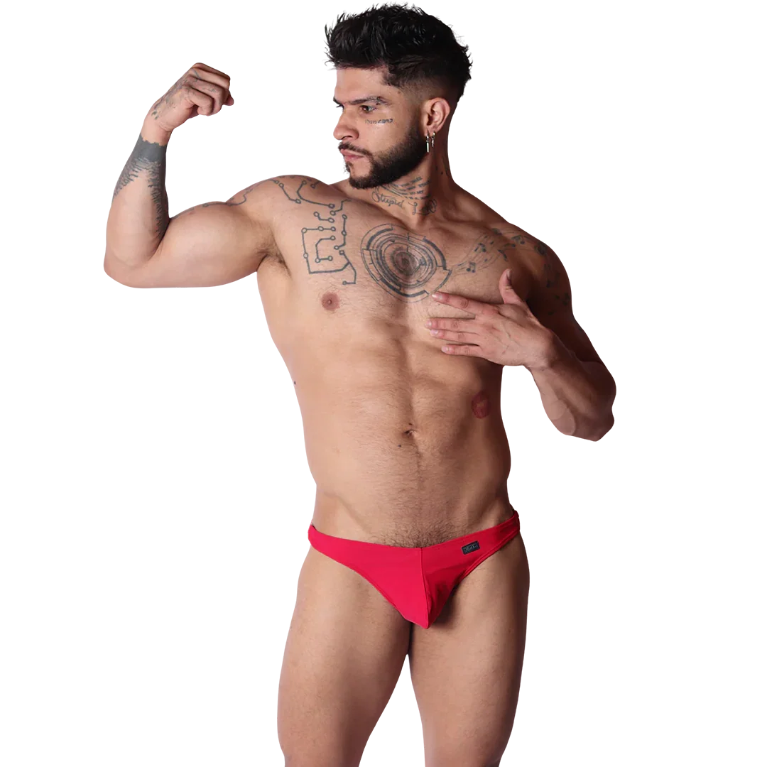 Dinamic Red Swim G String on model by Gigo Underwear