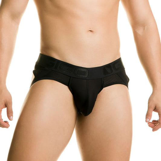 Diversity Black Brief Jockstrap front view by Gigo Underwear