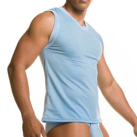 Diversity Blue Tank front view by Gigo Underwear