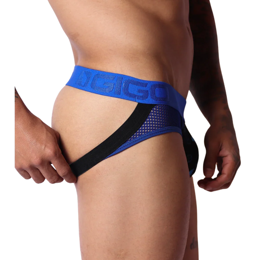 Dog Blue Jockstrap front view by Gigo Underwear