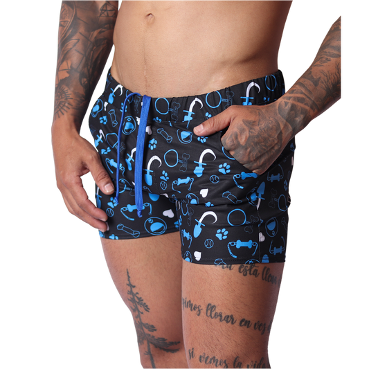 Dog Blue Shorts front view by Gigo Underwear