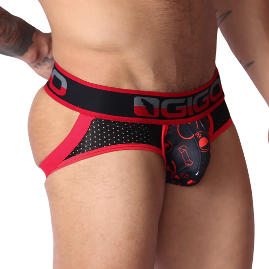 Dog Red Jockstrap front view by Gigo Underwear