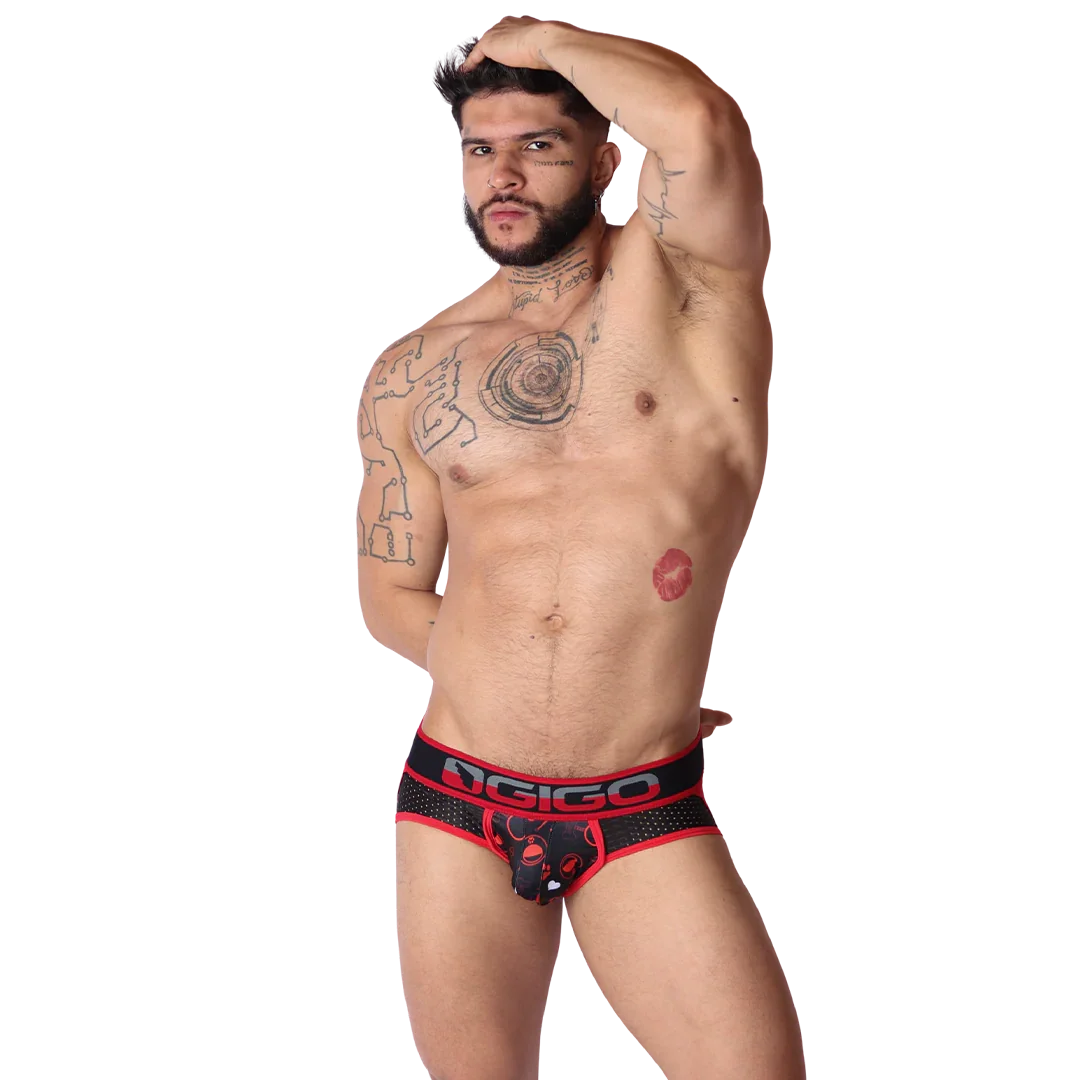 Dog Red Jockstrap on model by Gigo Underwear
