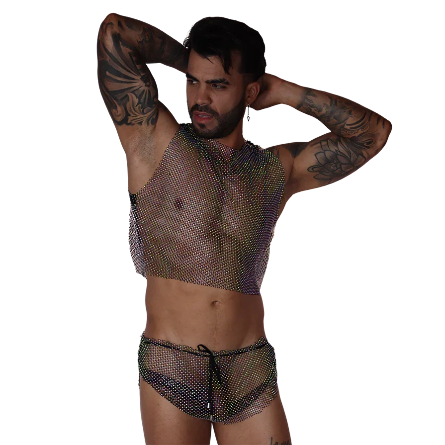 Diamond Black Crop Top on model by Gigo Underwear