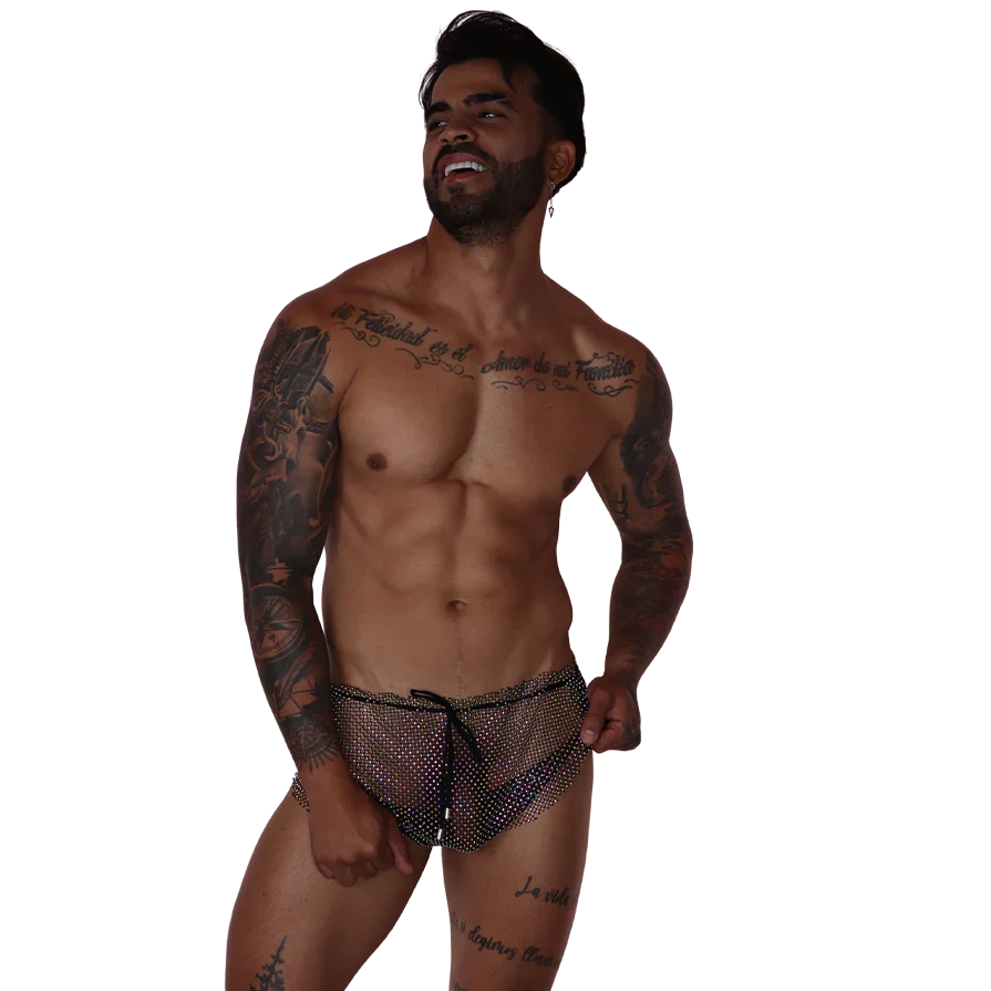 Diamond Black Hot Shorts on model by Gigo Underwear