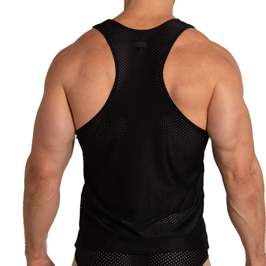 Energetic Black Tank front view by Gigo Underwear