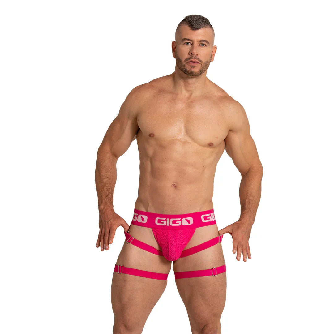 Energetic Fucshia Jock on model by Gigo Underwear