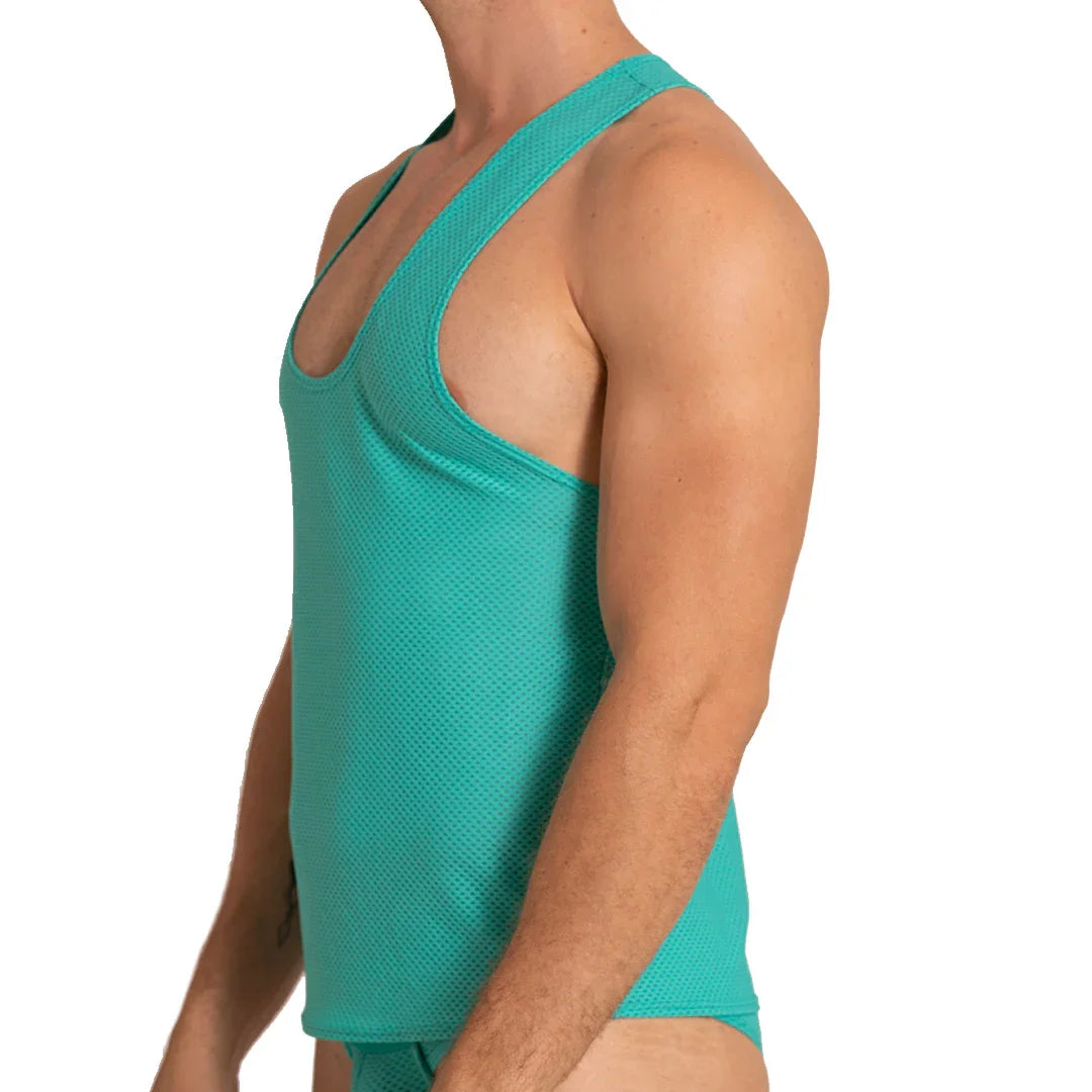 Energetic Green Tank back view by Gigo Underwear