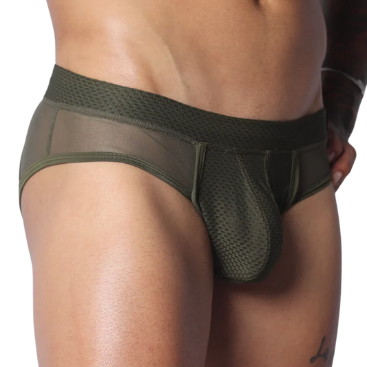 Evocative Green Brief front view by Gigo Underwear