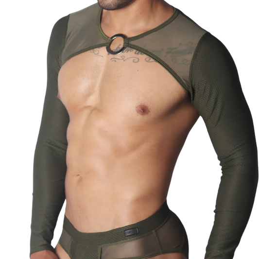 Evocative Green Harness front view by Gigo Underwear