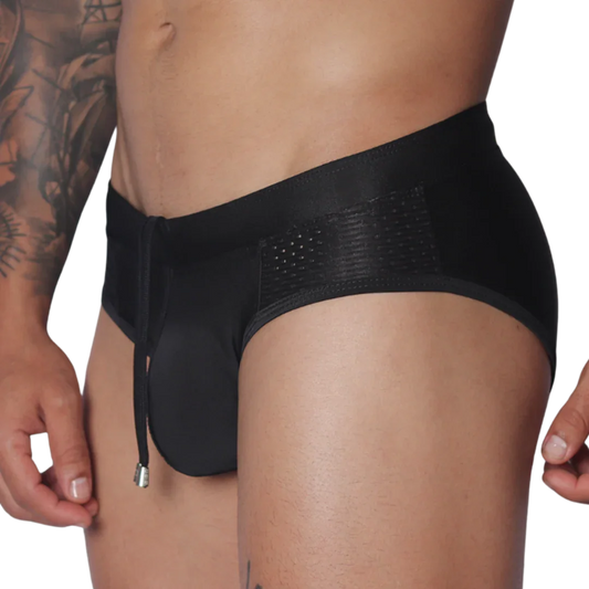 Exit Black Swim Brief front view by Gigo Underwear