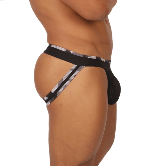 Feeling Black Jockstrap front view by Gigo Underwear