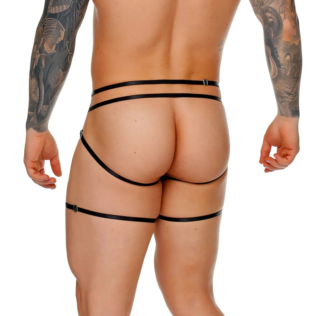 Female Black Jockstrap Gelbert Belt back view by Gigo Underwear