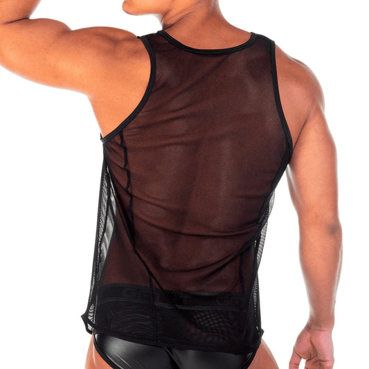 2 Fetiche Black Tank front view by Gigo Underwear