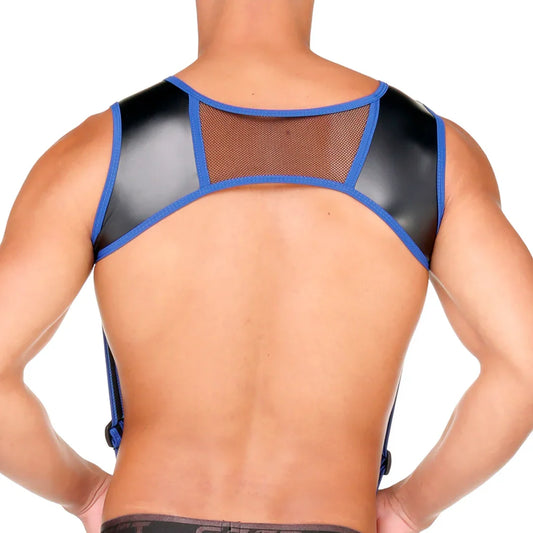 Fetish Blue Harness front view by Gigo Underwear