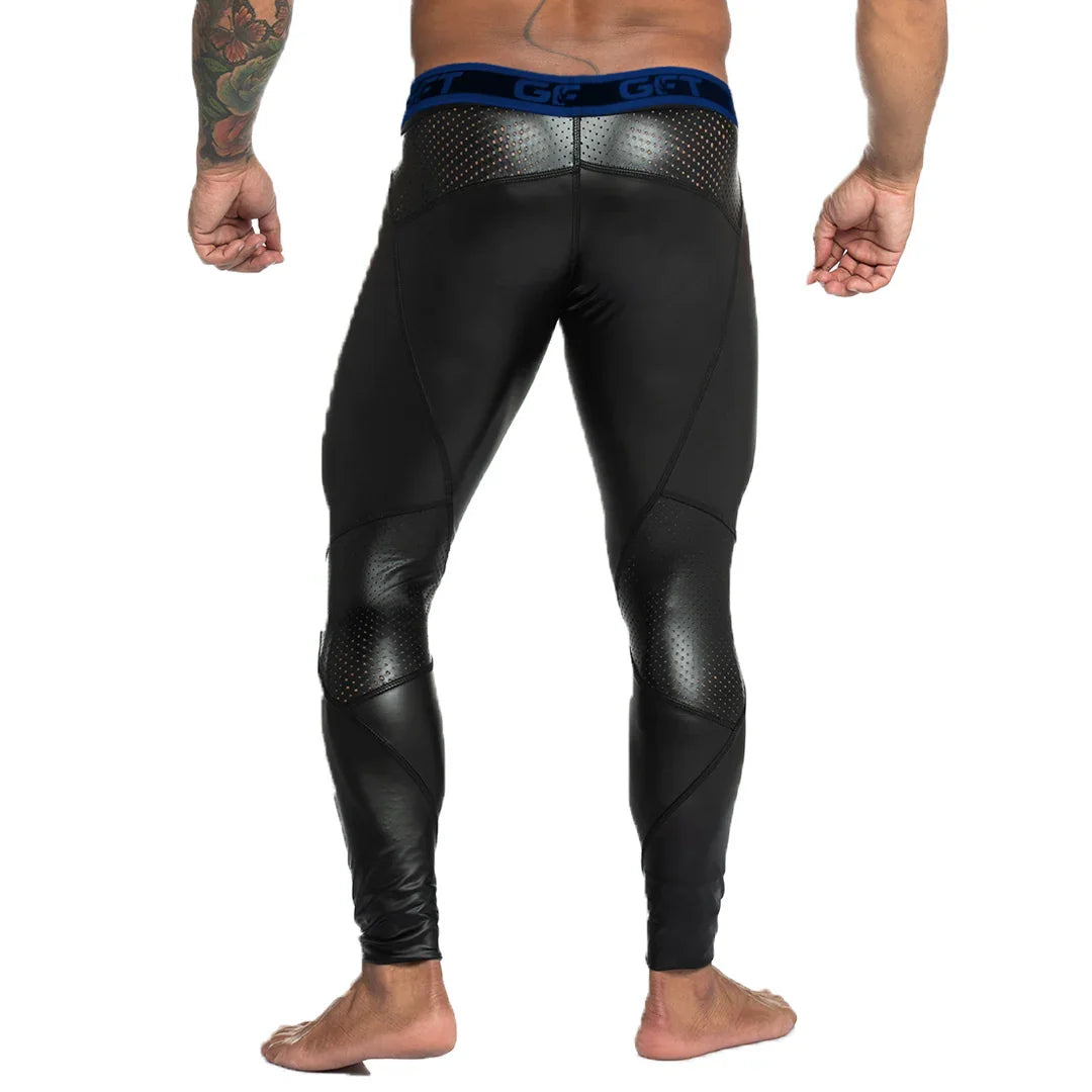 Fetiche Blue Zipper Leggins front view by Gigo Underwear