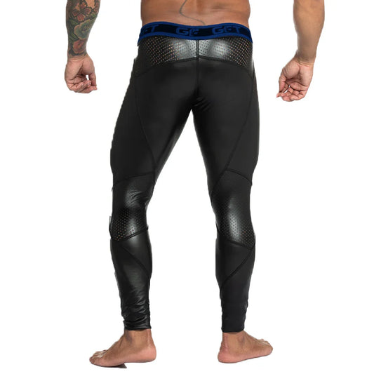 Fetiche Blue Zipper Leggins front view by Gigo Underwear