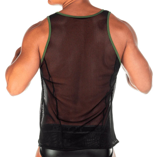 2 Fetiche Green Tank front view by Gigo Underwear