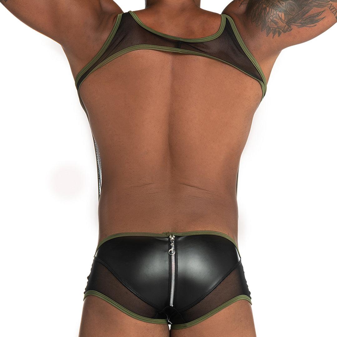 FETICHE GREEN ZIPPER SINGLET - Gigo Underwear & MensWear